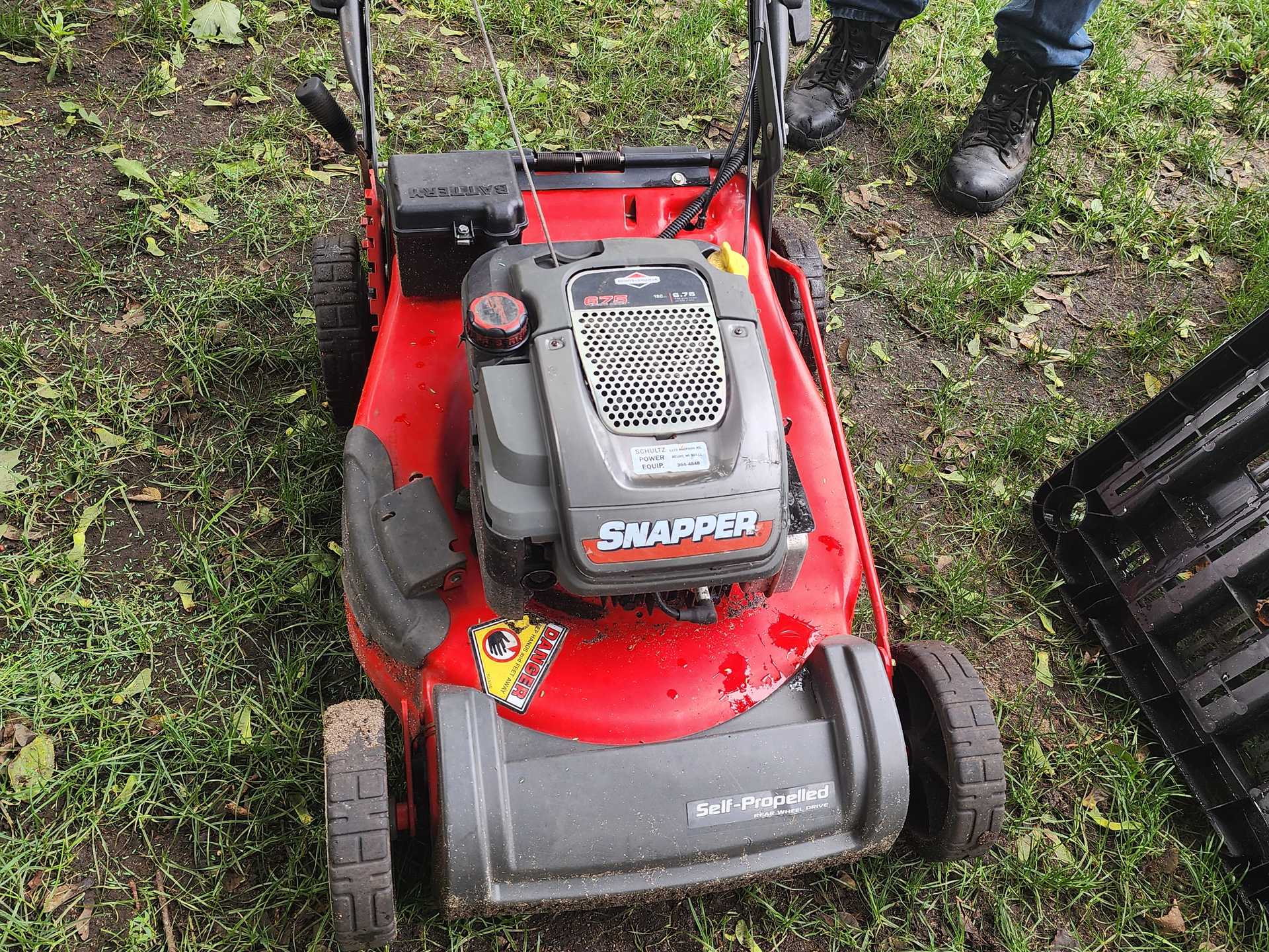 Ready to go lawnmower with bag