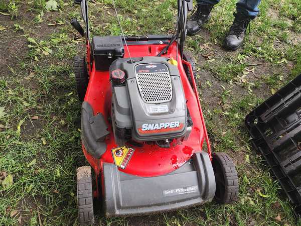 Ready to go lawnmower with bag