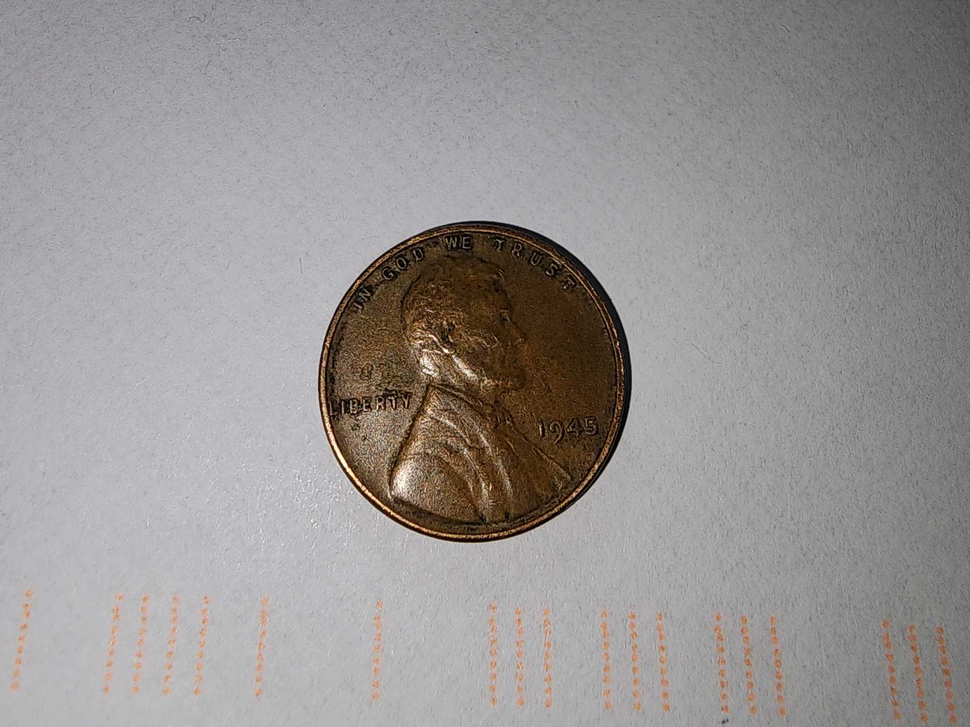Authentic 1945 Wheat 1-Cent Penny No Markings - Image 3
